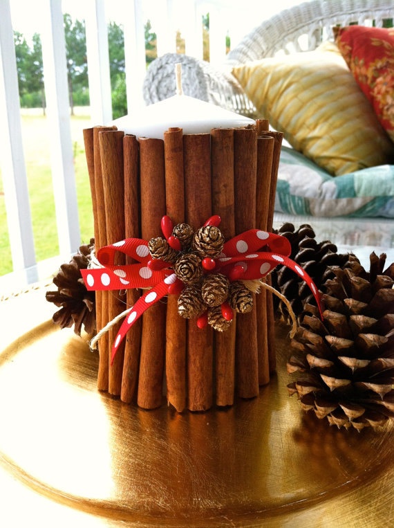 Beautify it with ribbon and artificial pinecones.