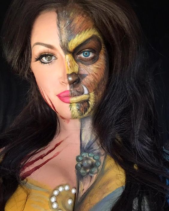 Belle vs. Adam Halloween Makeup Ideas