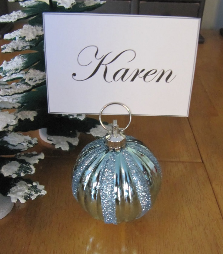 Christmas Ornament Place Card Holder.