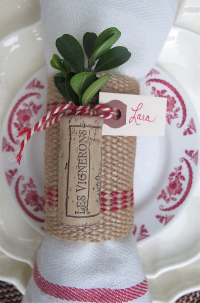 Christmas Place Cards – Cork, Twine And Greens.