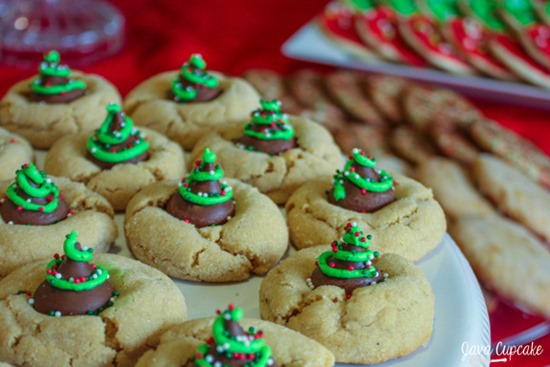 Christmas Tree Peanut Butter Blossoms by Java Cupcake