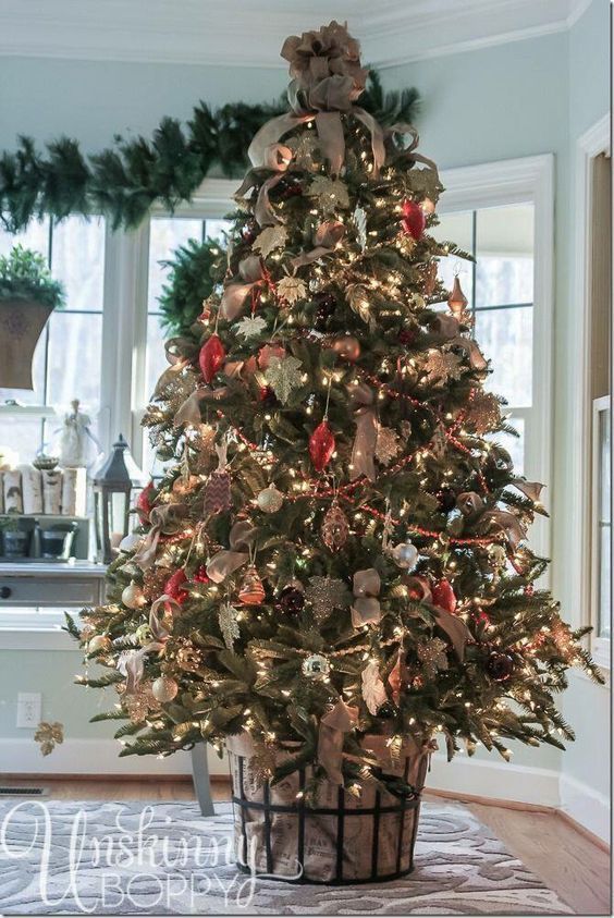 Christmas Tree in a Wrought Iron Basket