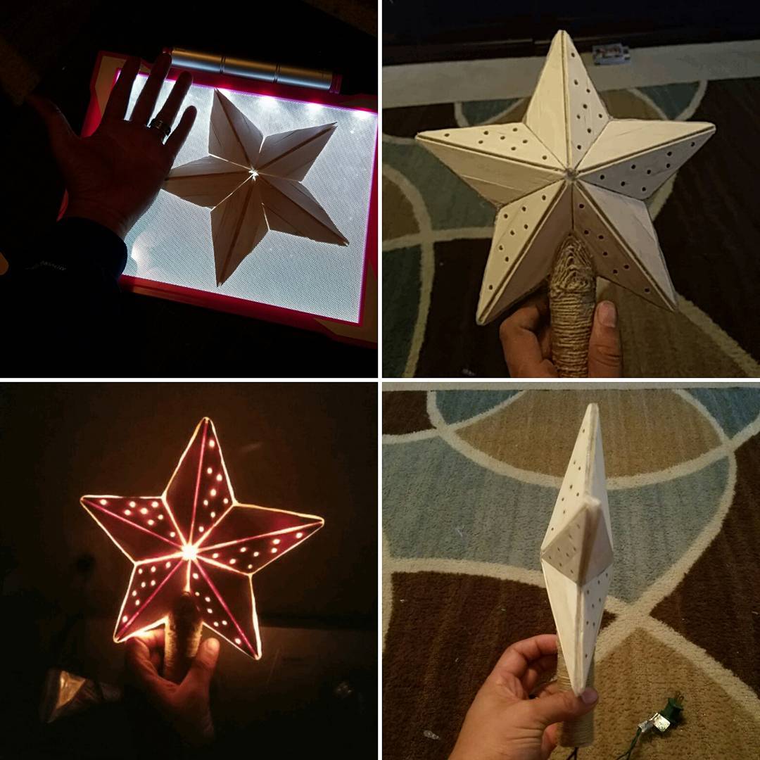 Christmas tree crafted Handmade wooden star topper.