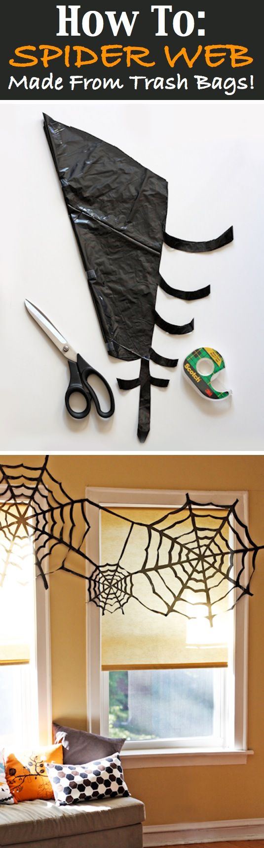 Creative Halloween window decorations.