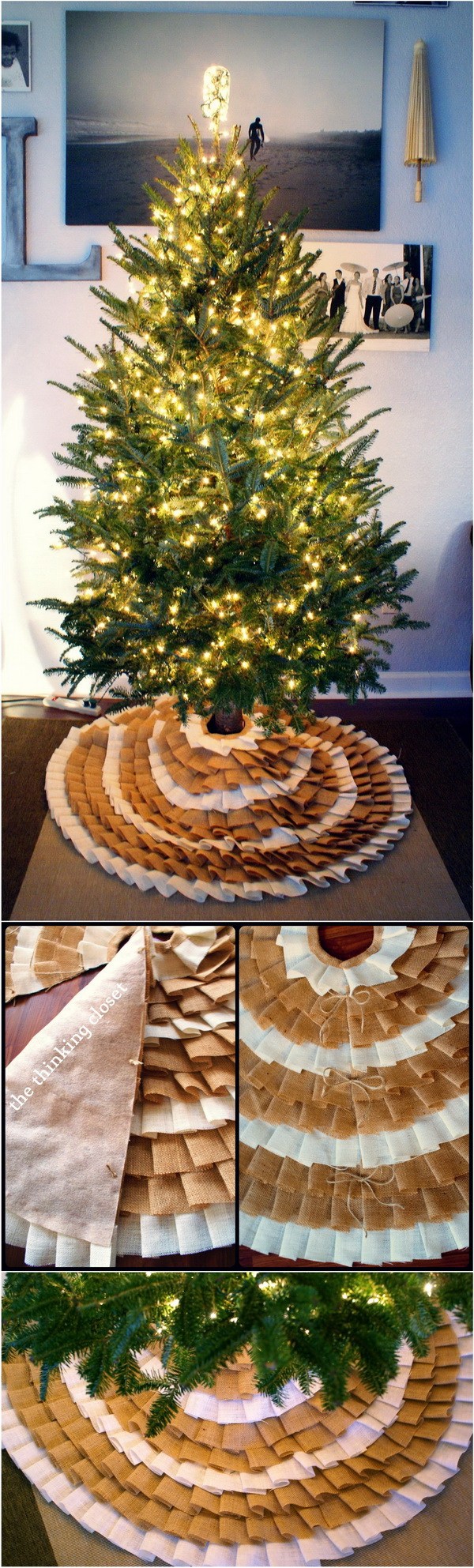 DIY No-Sew Ruffle Christmas Tree Skirt