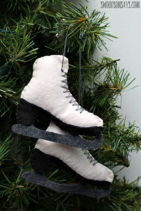 Felt Ice Skates Christmas Ornament