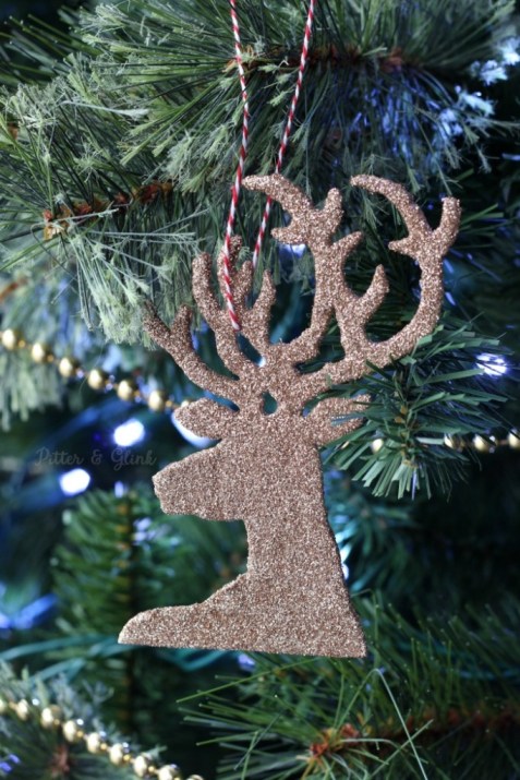 Glitter Reindeer Christmas Ornaments