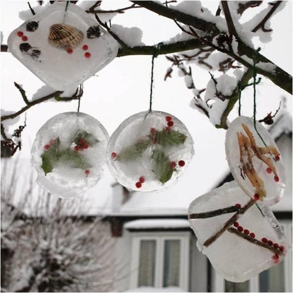Icy decorations garnished with cranberries and foliage