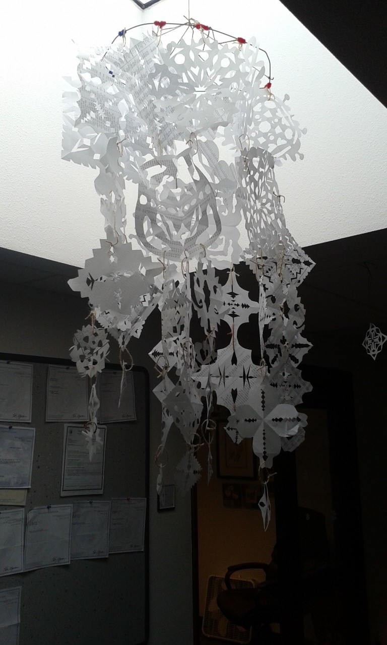Make a snowflake chandelier!