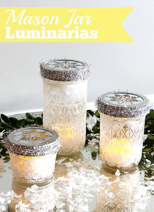 Mason Jar Christmas Luminarias For Your Dinner Table.