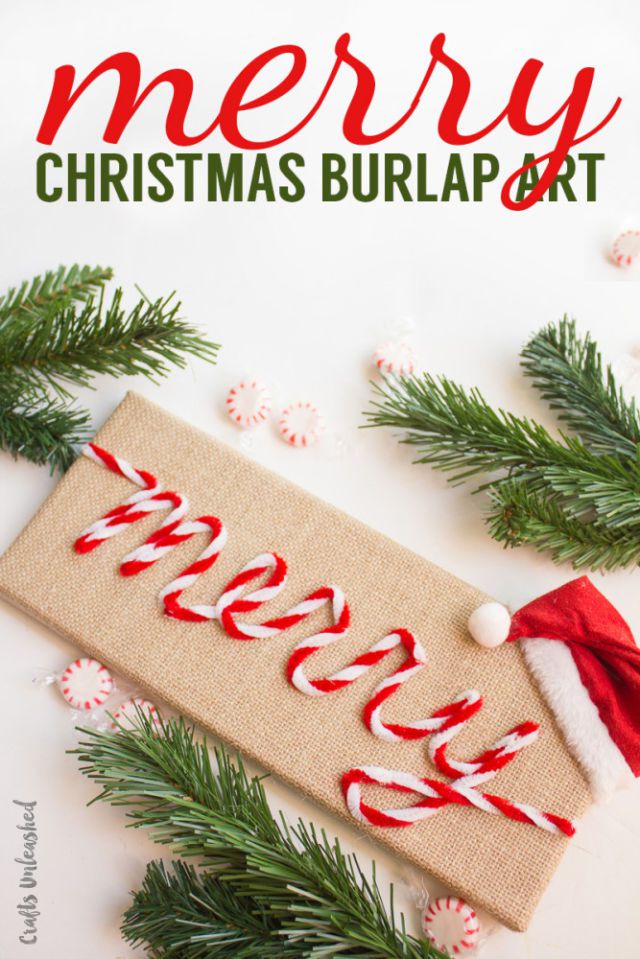Merry Burlap DIY Christmas Art
