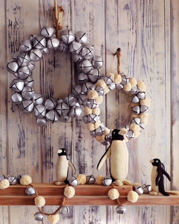 Prettiest Christmas decor using pom-pom and jingle bells.