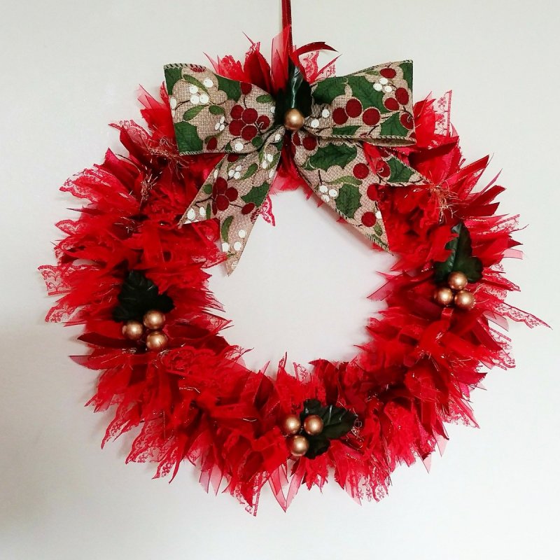 Red and Green christmas wreath.