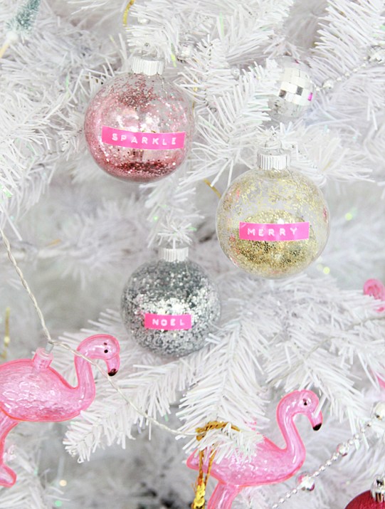 Retro Glitter Christmas Ornaments.