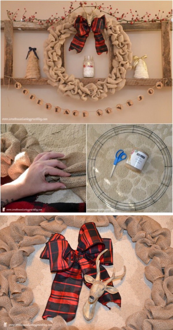 Rustic Burlap Wreath For Christmas - Christmas Decoration Ideas