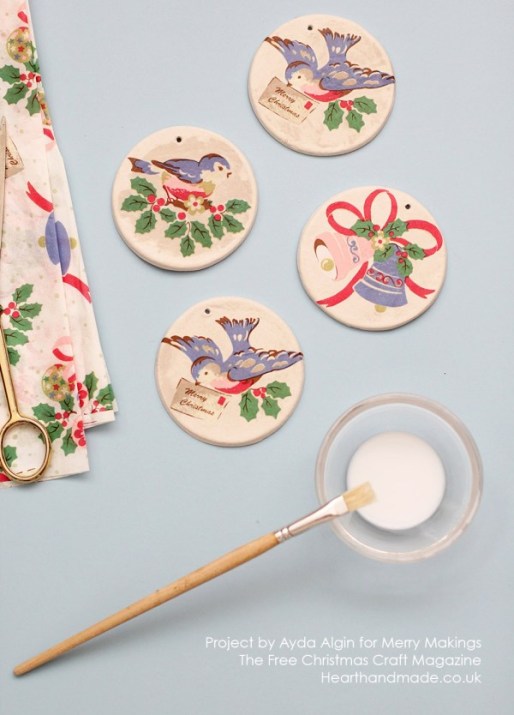 Simple decoupage clay Christmas ornaments are really simple to make.