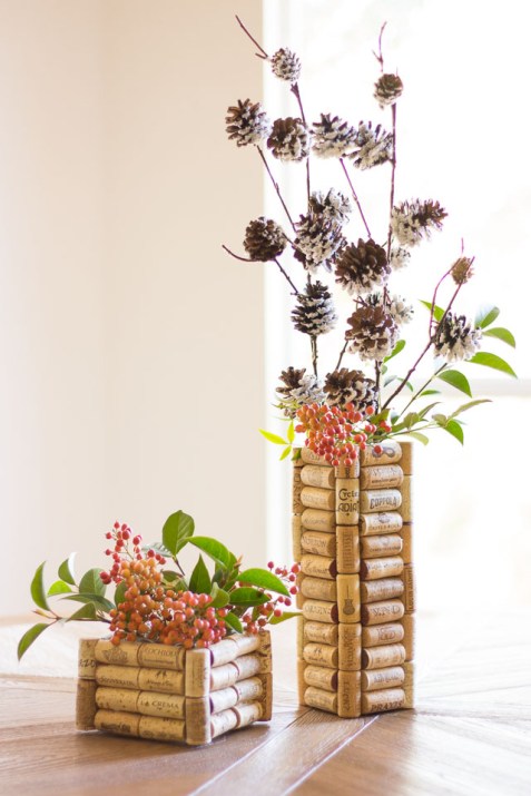 Stunning Wine Cork Vases For Christmas Dinner Table.