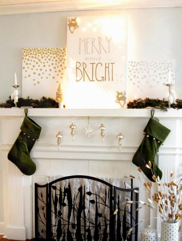 To dress up your walls and sparkle the entire room, create some bright holiday artwork yourself.