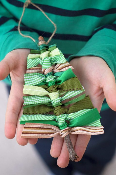 Try scrap ribbon ornaments this Christmas.