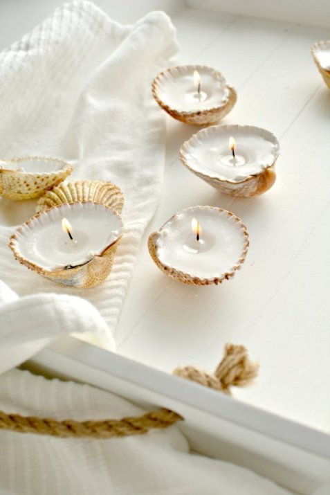 Tutorial for Handmade Shell Candles To Decorate Your Indoor Christmas.