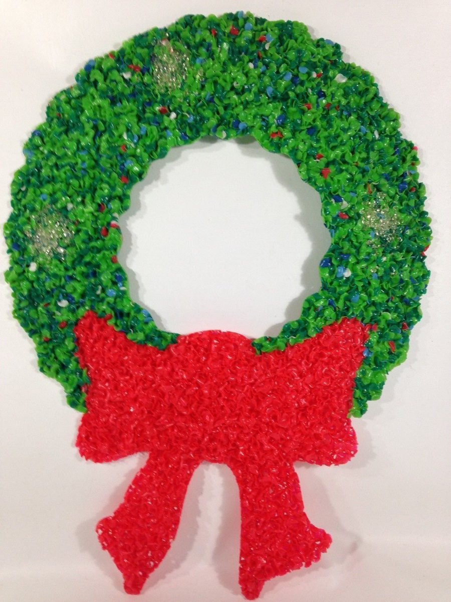 Vintage Melted Plastic Popcorn CHRISTMAS WREATH.