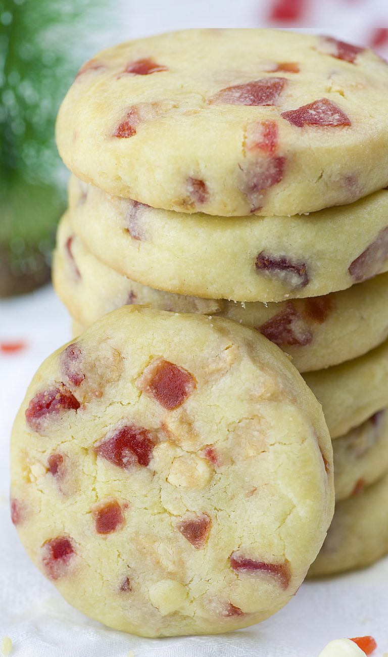 White Chocolate Strawberry Shortbread Cookies by OMG Chocolate Desserts