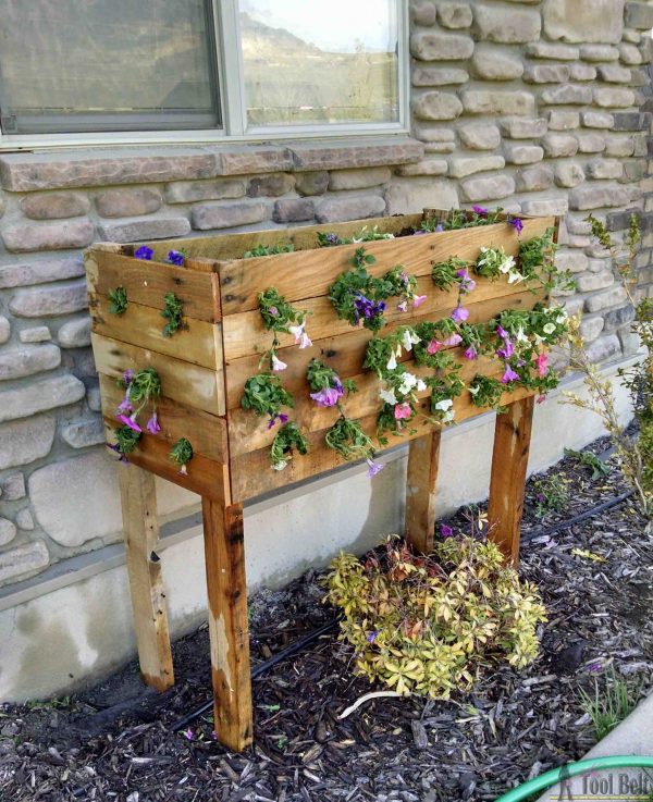 Pallet Planter Box for Cascading Flowers.