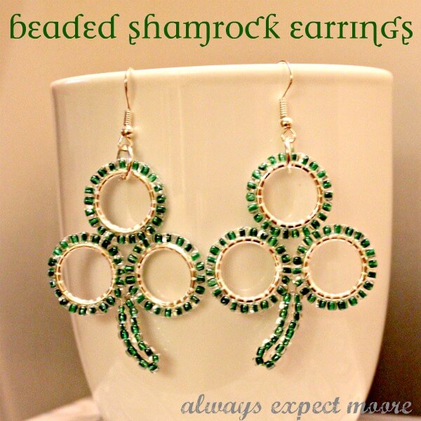 Beaded Shamrock Earrings.