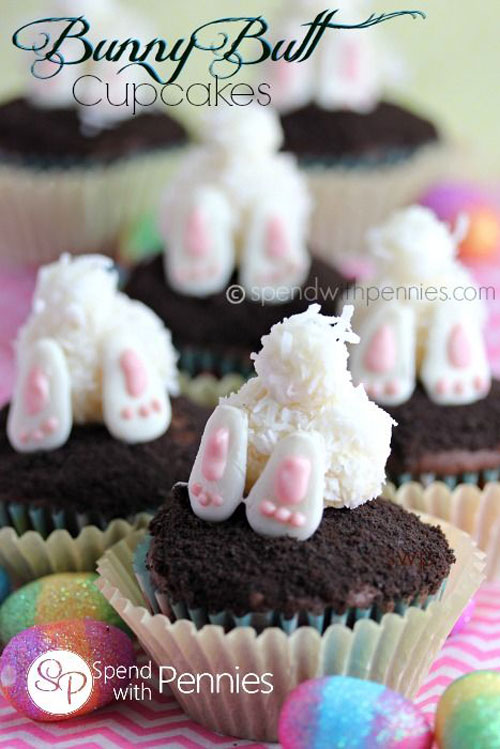 Bunny Butt Easter Cupcakes.
