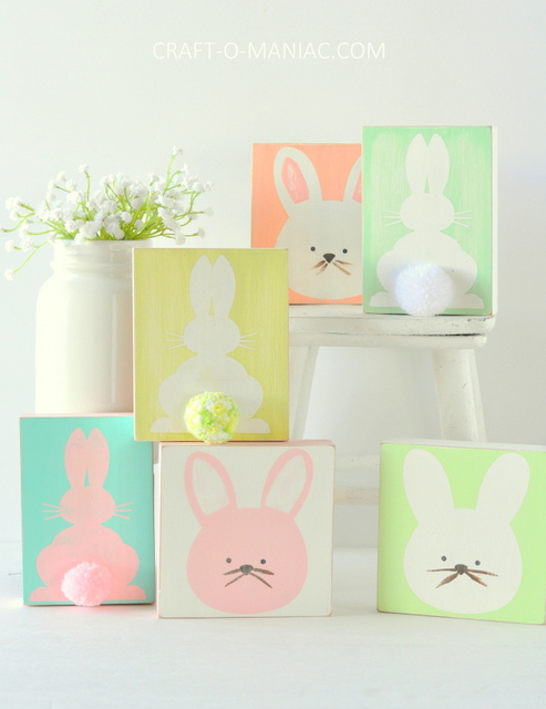 Bunny Stenciled Blocks.