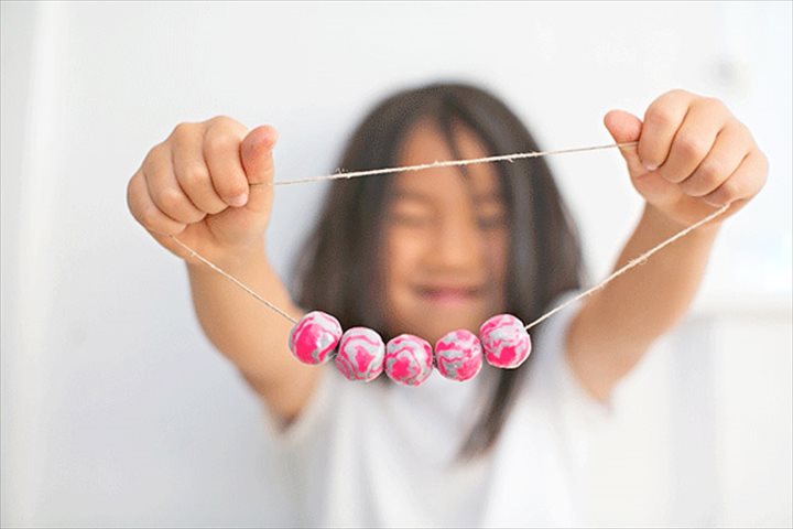 Clay Wooden Bead Necklace.