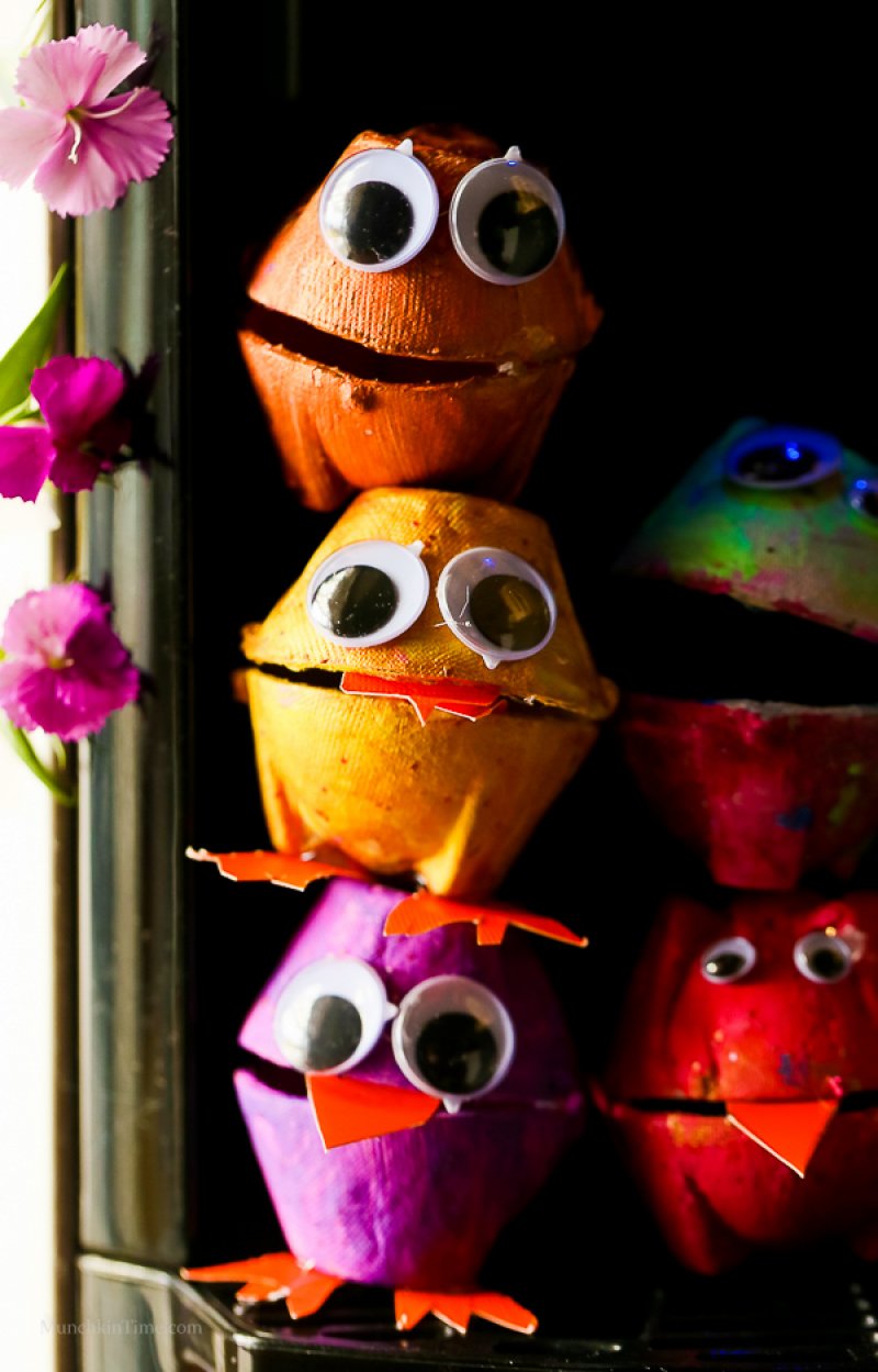 Colorful Egg Carton Craft-Funny Monsters. Egg-Carton Crafts for Easter