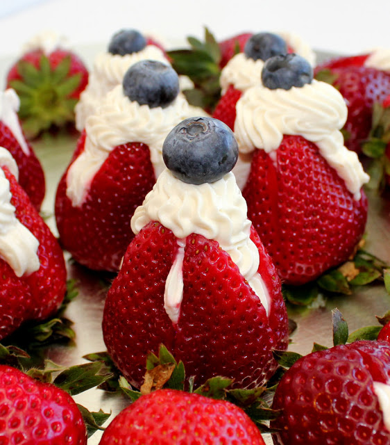 Cream Cheese Stuffed Strawberries.