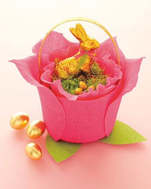 Crepe Paper Rose Basket.