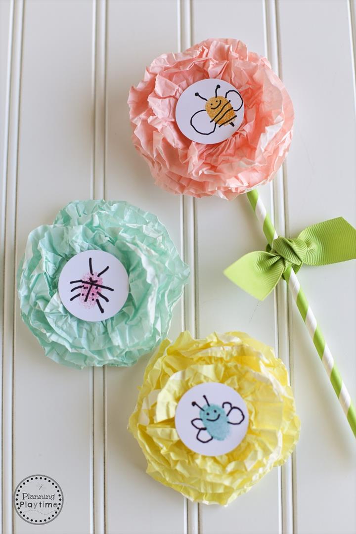 Cupcake Liner Flower Craft For Kid’s – Cupcake Liner Fingerprint Flowers.