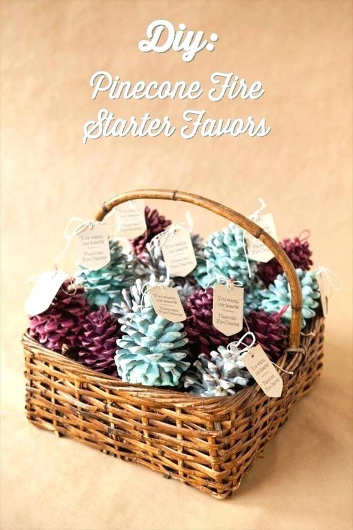 DIY Pinecone Fire Starter Favors.