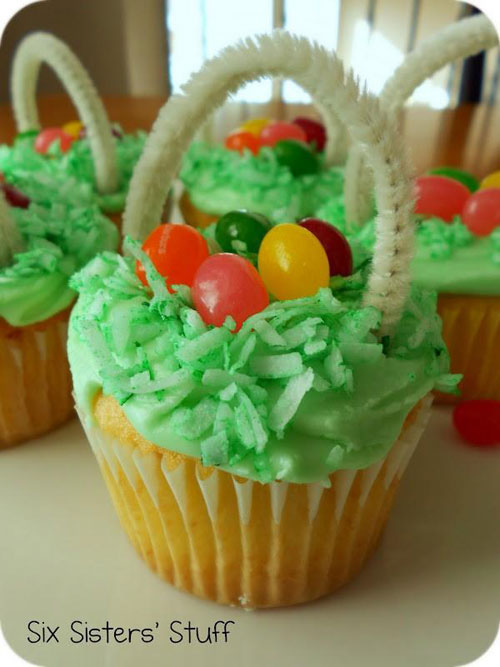 Easter Egg Basket Cupcakes.