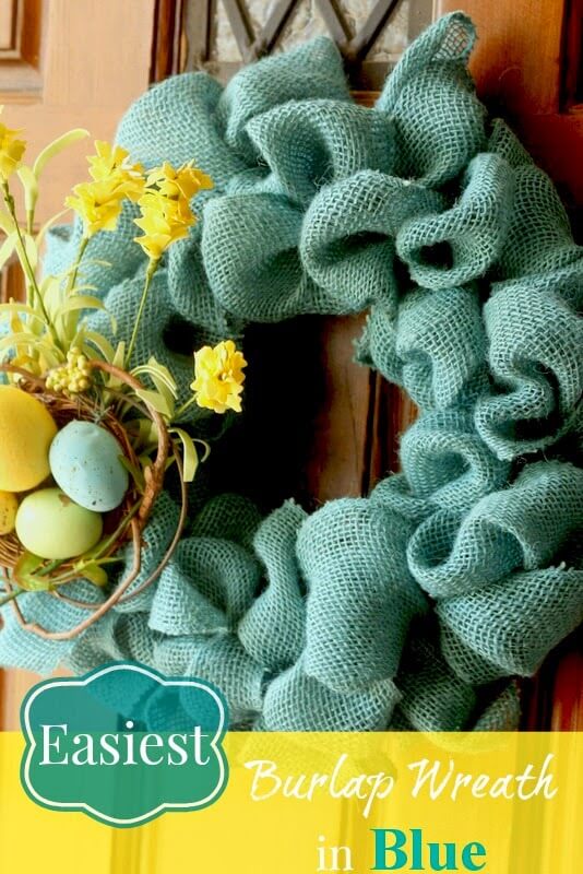 Easy blue burlap wreath.