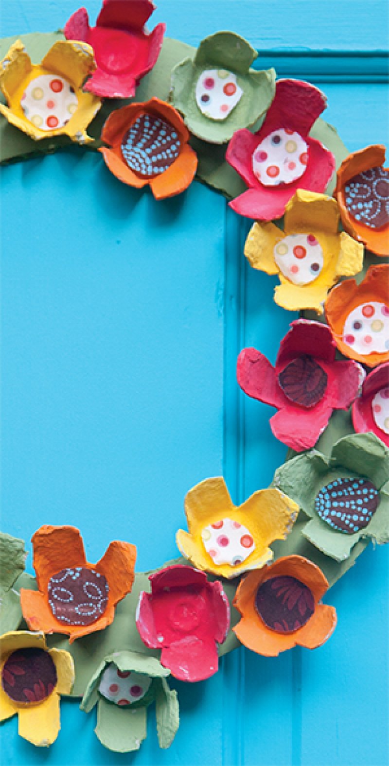 Egg Carton Flower Wreath.