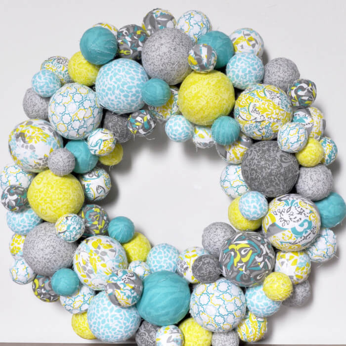 Fabric ball wreath.