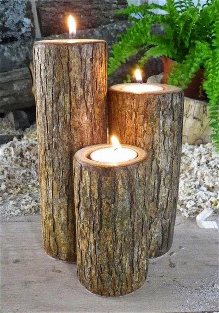 Log Candles, DIY Log Wood Ideas