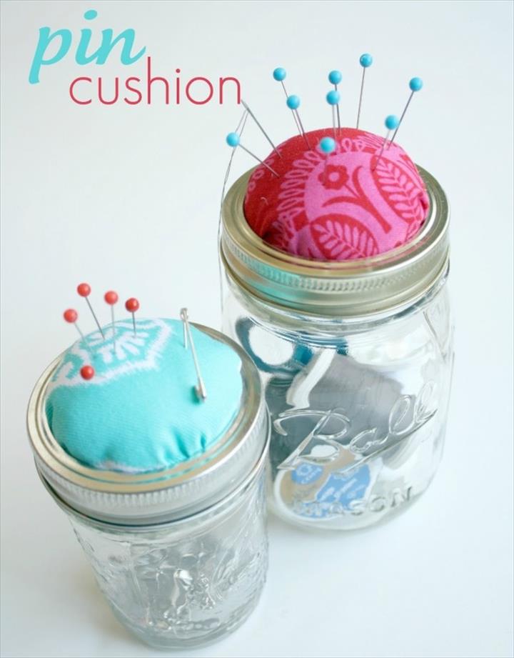 Mason Jar Pin Cushion.