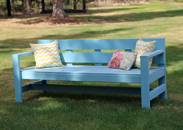 Modern Painted Outdoor Bench.