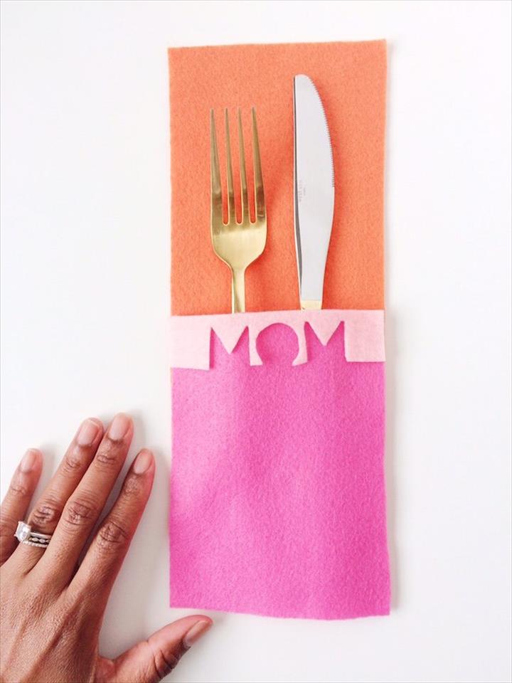 Mom Cutout Modern Flatware Mat.