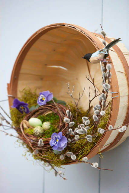 Nature basket DIY Spring Wreath
