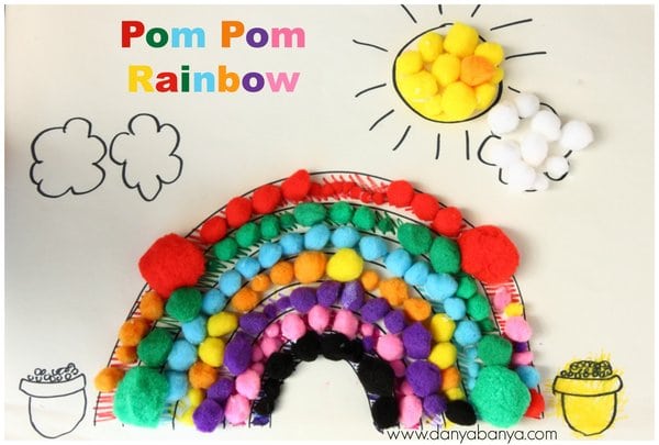 Pom Pom Rainbow craft for kids! 