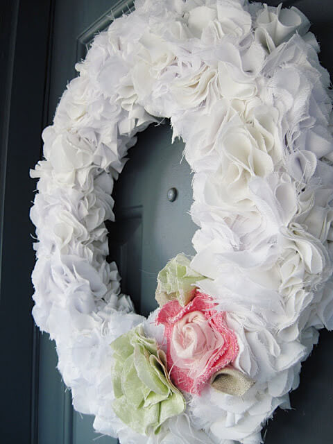 Ruffly white DIY Spring Wreath