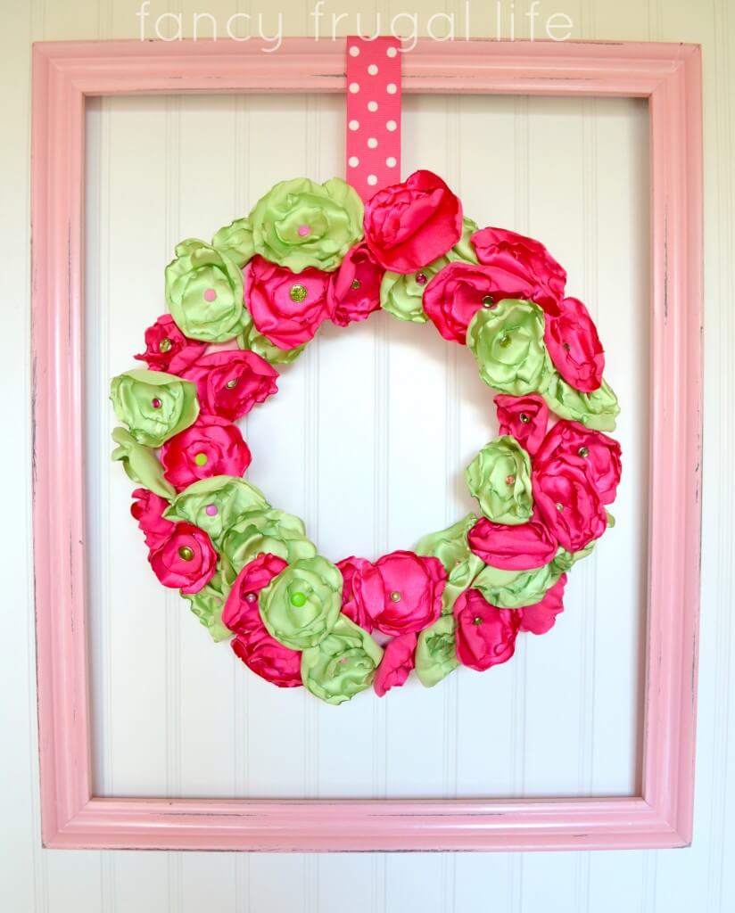 Satin flower DIY Spring Wreath