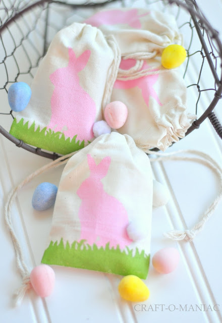 Stenciled Easter Bunny Bags.