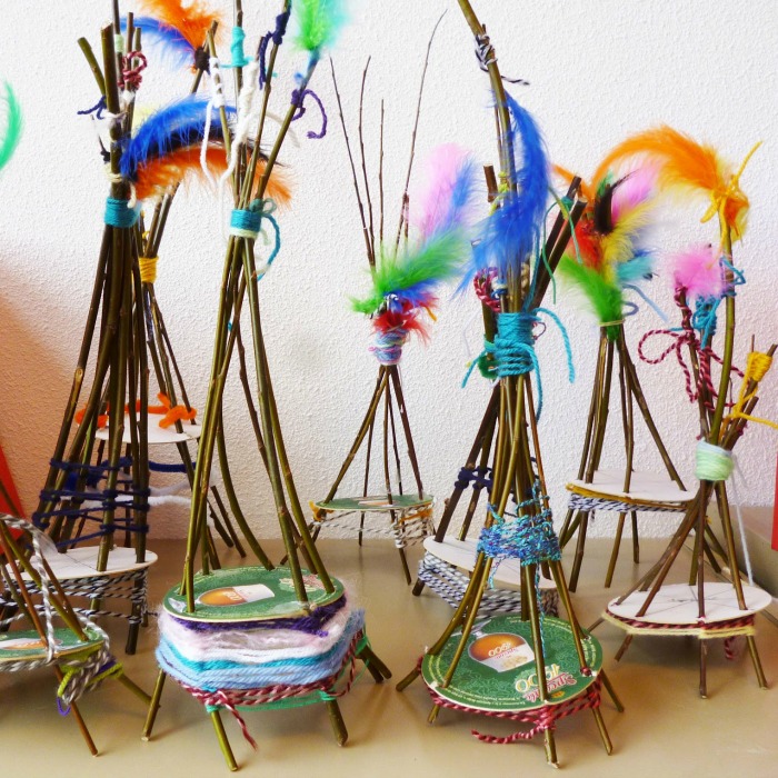 Stick and yarn teepees, Stick Crafts for Kids